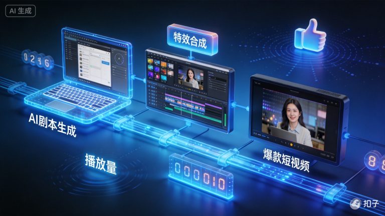 AI营销知识频道：AI短视频营销：一条爆款视频背后的AI生产流水线。 文章配图